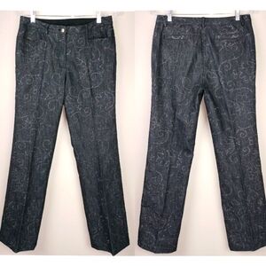 NWOT NYGARD Woven Glitter Brocade Straight Leg Darkwash Trousers Sz. 6